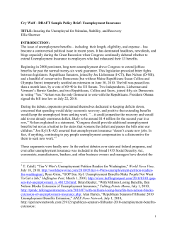 Ellie Shermer  Cry Wolf – DRAFT Sample Policy Brief: Unemployment Insurance