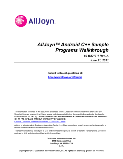 AllJoyn™ Android C++ Sample Programs Walkthrough  80-BA017-1 Rev. A