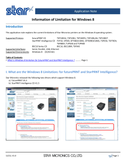Information of Limitation for Windows 8 Application Note Introduction