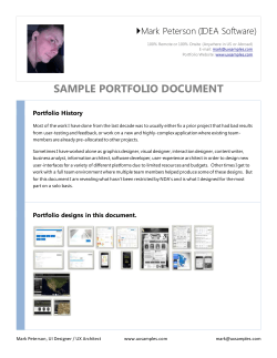 SAMPLE PORTFOLIO DOCUMENT  Mark Peterson (IDEA Software) 