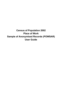 Census of Population 2002 Place of Work Sample of Anonymised Records (POWSAR)