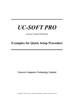 UC-SOFT PRO Examples for Quick Setup Procedure Access Control Software
