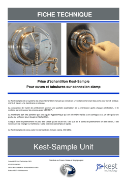 FICHE TECHNIQUE Prise d’échantillon Kest-Sample Pour cuves et tubulures sur connexion clamp