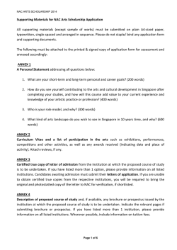 All  supporting  materials  (except  sample ... Supporting Materials for NAC Arts Scholarship Application