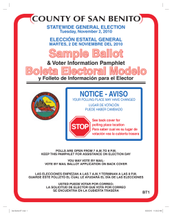 Sample Ballot Boleta Electoral Modelo NOTICE - AVISO &amp; Voter Information Pamphlet