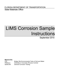 LIMS Corrosion Sample  Instructions State Materials Office