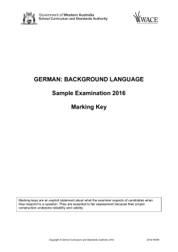 GERMAN: BACKGROUND LANGUAGE Sample Examination 2016 Marking Key