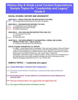 History Day &amp; Grade Level Content Expectations Grade 8