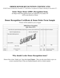 Donor Recognition Certificate &amp; Items Order Form Sample