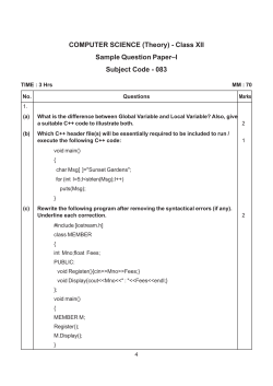 COMPUTER SCIENCE (Theory) - Class XII Sample Question Paper–I