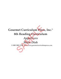 SAMPLE Gourmet Curriculum Press, Inc. 8th Reading Curriculum Appetizers