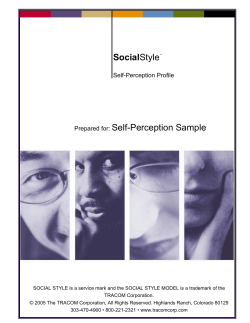 Social Self-Perception Sample Self-Perception Profile Prepared for: