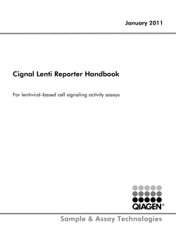 Sample &amp; Assay Technologies Cignal Lenti Reporter Handbook January 2011