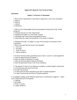 Sample M/C Questions from Provincial Exams  Government Chapter 9-Structure of Government