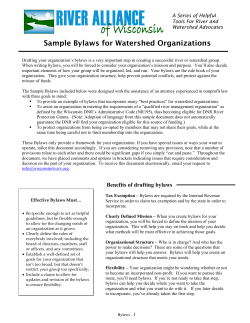 Sample Bylaws for Watershed Organizations  A Series of Helpful