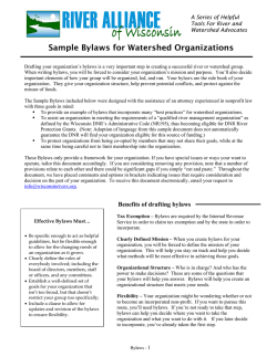Sample Bylaws for Watershed Organizations  A Series of Helpful