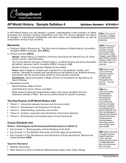 AP World History : Sample Syllabus 4