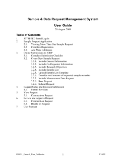Sample &amp; Data Request Management System User Guide Table of Contents