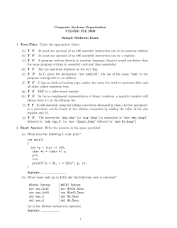 Computer Systems Organization V22.0201 Fall 2009 Sample Midterm Exam
