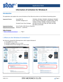 Information of Limitation for Windows 8 Application Note Introduction