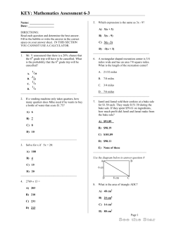 KEY: Mathematics Assessment 6-3