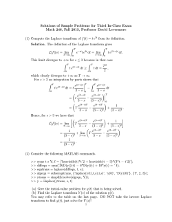 Solutions of Sample Problems for Third In-Class Exam