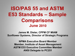 ISO/PAS 55 and ASTM – Sample E53 Standards Comparisons