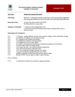 2014 EDITION SAMPLE TENDER DOCUMENT SUMMARY OF REVISIONS  SECTION