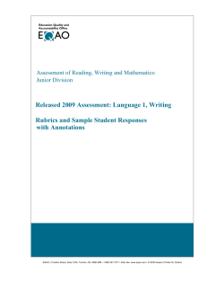 Released 2009 Assessment: Language 1, Writing Rubrics and Sample Student Responses