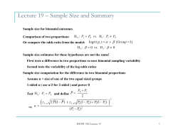 Lecture 19 – Sample Size and Summary α β =