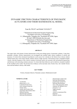 DYNAMIC FRICTION CHARACTERISTICS OF PNEUMATIC ACTUATORS AND THEIR MATHEMATICAL MODEL