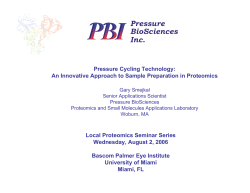 Pressure Cycling Technology: An Innovative Approach to Sample Preparation in Proteomics