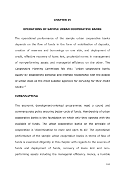 CHAPTER IV OPERATIONS OF SAMPLE URBAN COOPERATIVE BANKS