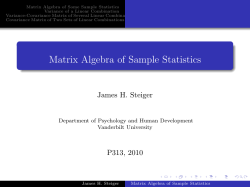 Matrix Algebra of Some Sample Statistics Variance of a Linear Combination