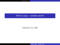 Hoare Logic { sample proofs September 25, 2006 Swap Program
