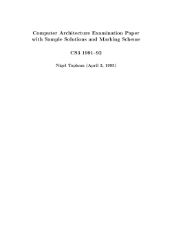 Computer Architecture Examination Paper with Sample Solutions and Marking Scheme CS3 1991–92