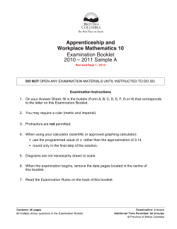 Apprenticeship and Workplace Mathematics 10 Examination Booklet