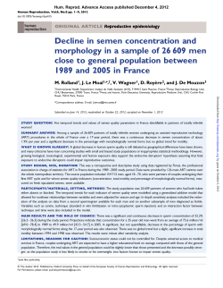 Decline in semen concentration and close to general population between