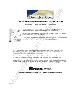 The Boulder Stop Marketing Plan — Sample Plan