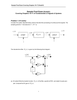 Sample Final Exam (  finals01) Fundamentals of Signals &amp; Systems
