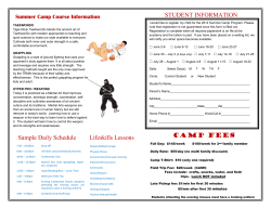 STUDENT INFORMATION Summer Camp Course Information