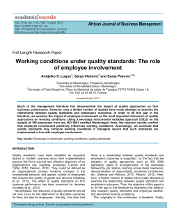 Working conditions under quality standards: The role of employee involvement