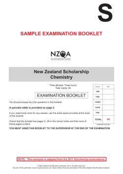 S SAMPLE EXAMINATION BOOKLET New Zealand Scholarship Chemistry
