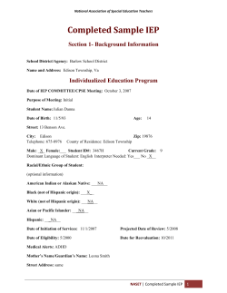 Completed Sample IEP  Section 1- Background Information Individualized Education Program