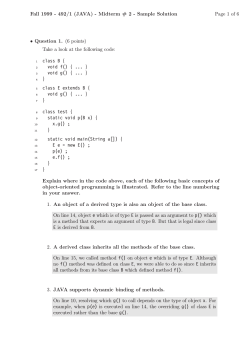 Fall 1999 - 492/1 (JAVA) - Midterm # 2 -... Page 1 of 6 Take a look at the following code: