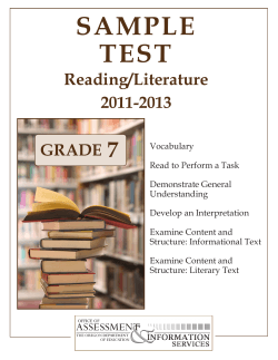 SAMPLE TEST 7 Reading/Literature