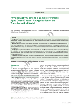 Physical Activity among a Sample of Iranians Transtheoretical Model