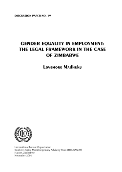 GENDER EQUALITY IN EMPLOYMENT: THE LEGAL FRAMEWORK IN THE CASE OF ZIMBABWE