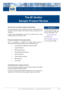 The BI Verdict Sample Product Review Contact Us