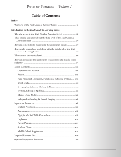 Volume	1 Table of Contents